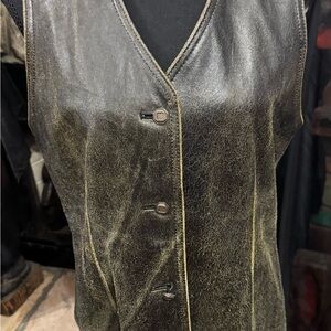 Vintage Woman’s Brown Distressed Leather Vest